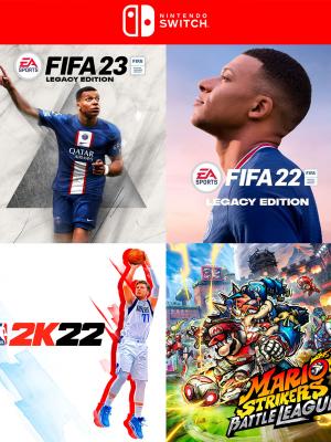 4 JUEGOS EN 1 FIFA 23 mas FIFA 22 mas NBA 2K22 mas MARIO STRIKERS BATTLE LEAGUE - NINTENDO SWITCH